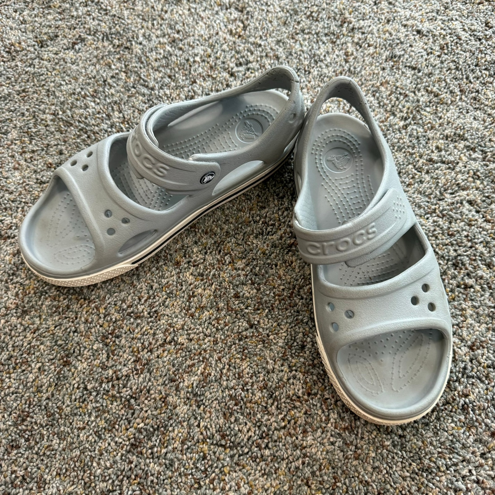 Crocs Big Kids' Size 3 Gray Strappy Outdoor Sandals Water Friendly Adjustable