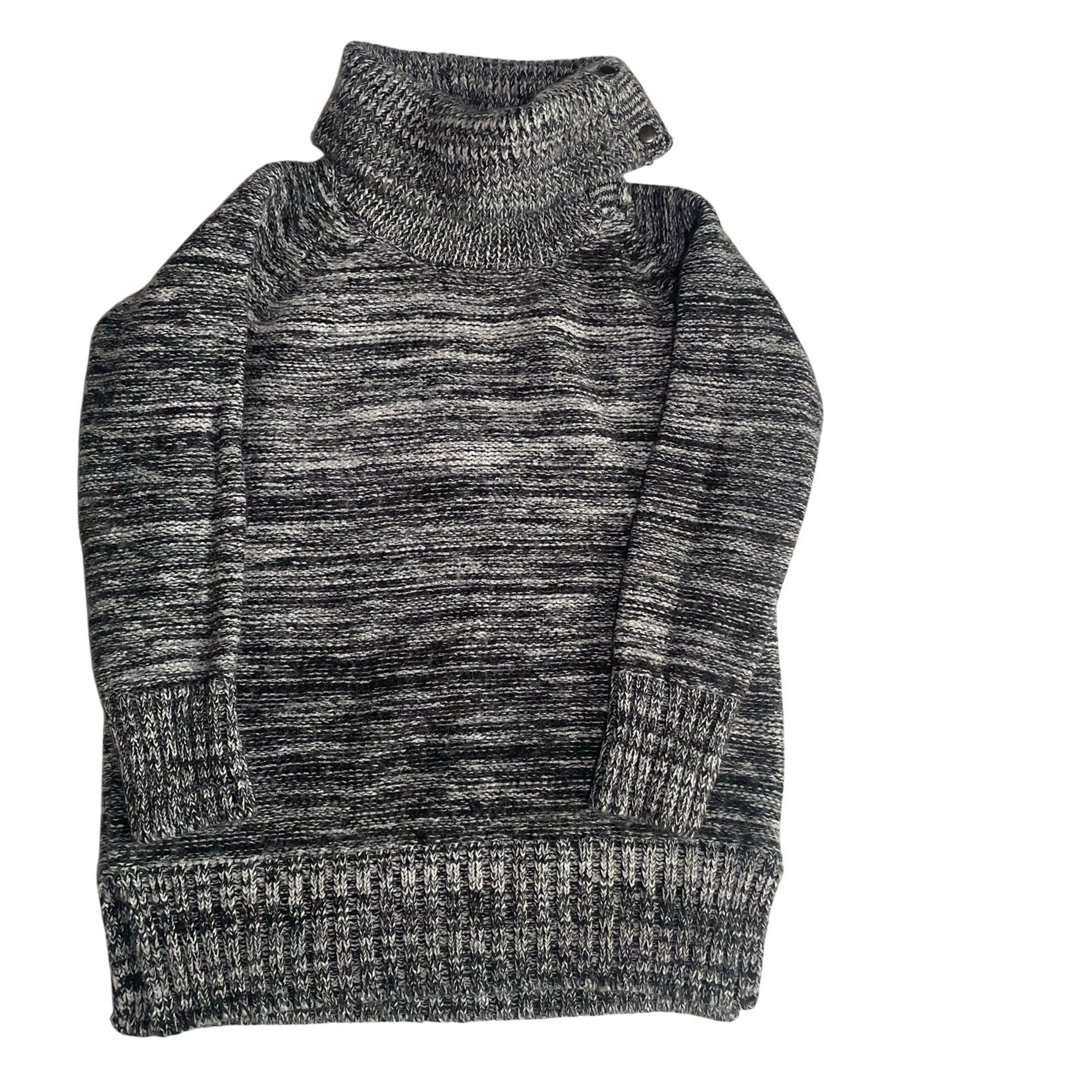 Cynthia Rowley Cowl Neck Wool Blend Sweater Womens Size Medium Tunic Black Gray