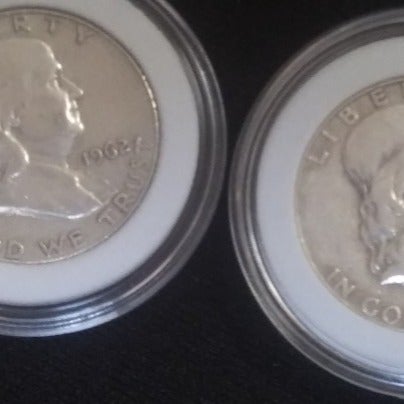 Two SILVER Franklin half dollars beautiful coins