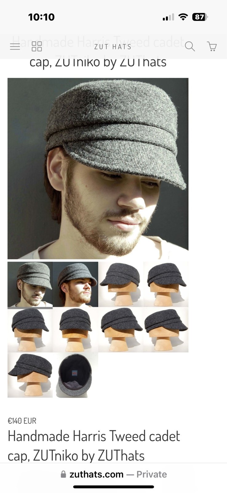 Harris Tweed Wool Hat Handmade Harris Tweed cadet cap