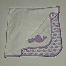 GYMBOREE Purple White Whale Baby Blanket Lovey 100% Cotton