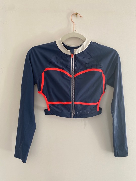 Sweaty Betty Long Sleeve Zippered Crop Top W/ Side Cutouts Sz XS