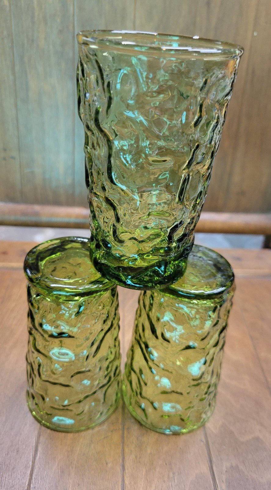 Anchor Hocking Lido Milano Avocado Green small juice glasses