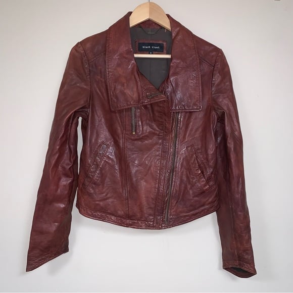 Brown Genuine Leather Moto Jacket Women’s Medium Zippered Motorcycle Biker Sex