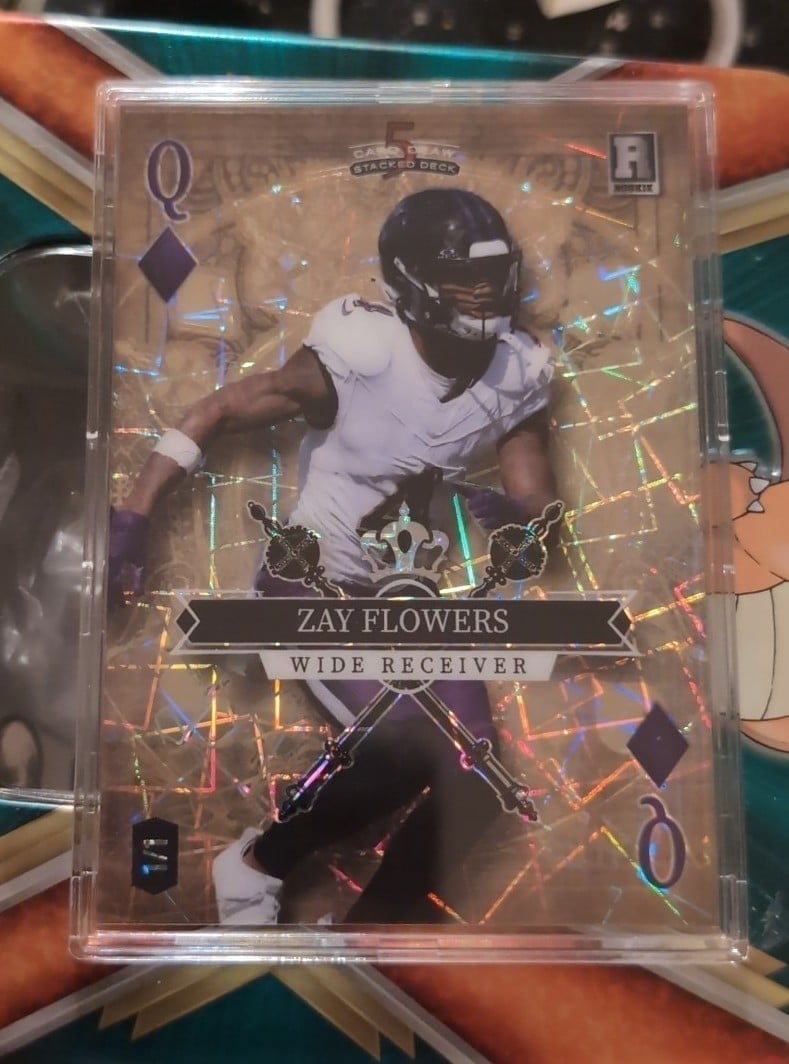 Zay Flowers 7 card stud gold laser queen diamond 1/1