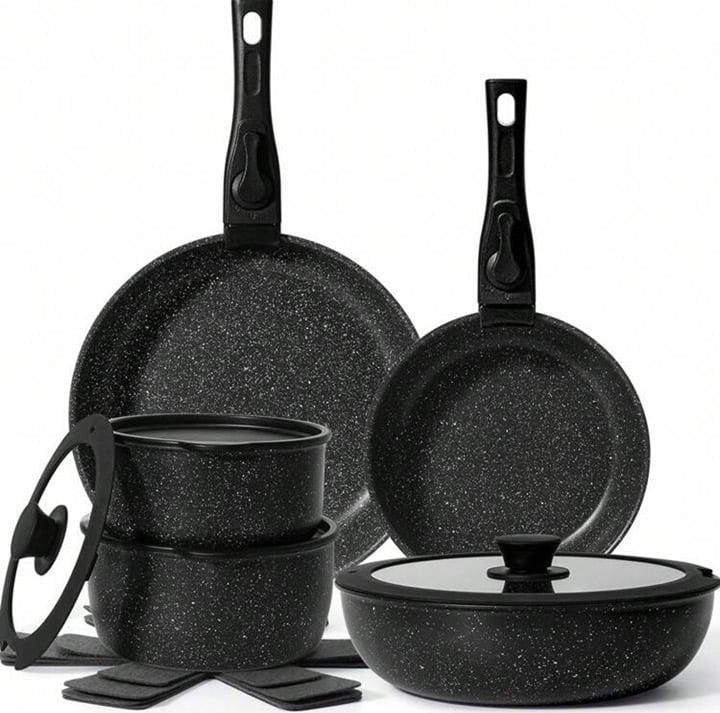 15pc Nonstick Cookware Set w/ Removable Handle