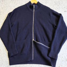 【Excellent Condition】Sloane 7G Merino Wool Cable Knit Zip Cardigan Navy Size 5