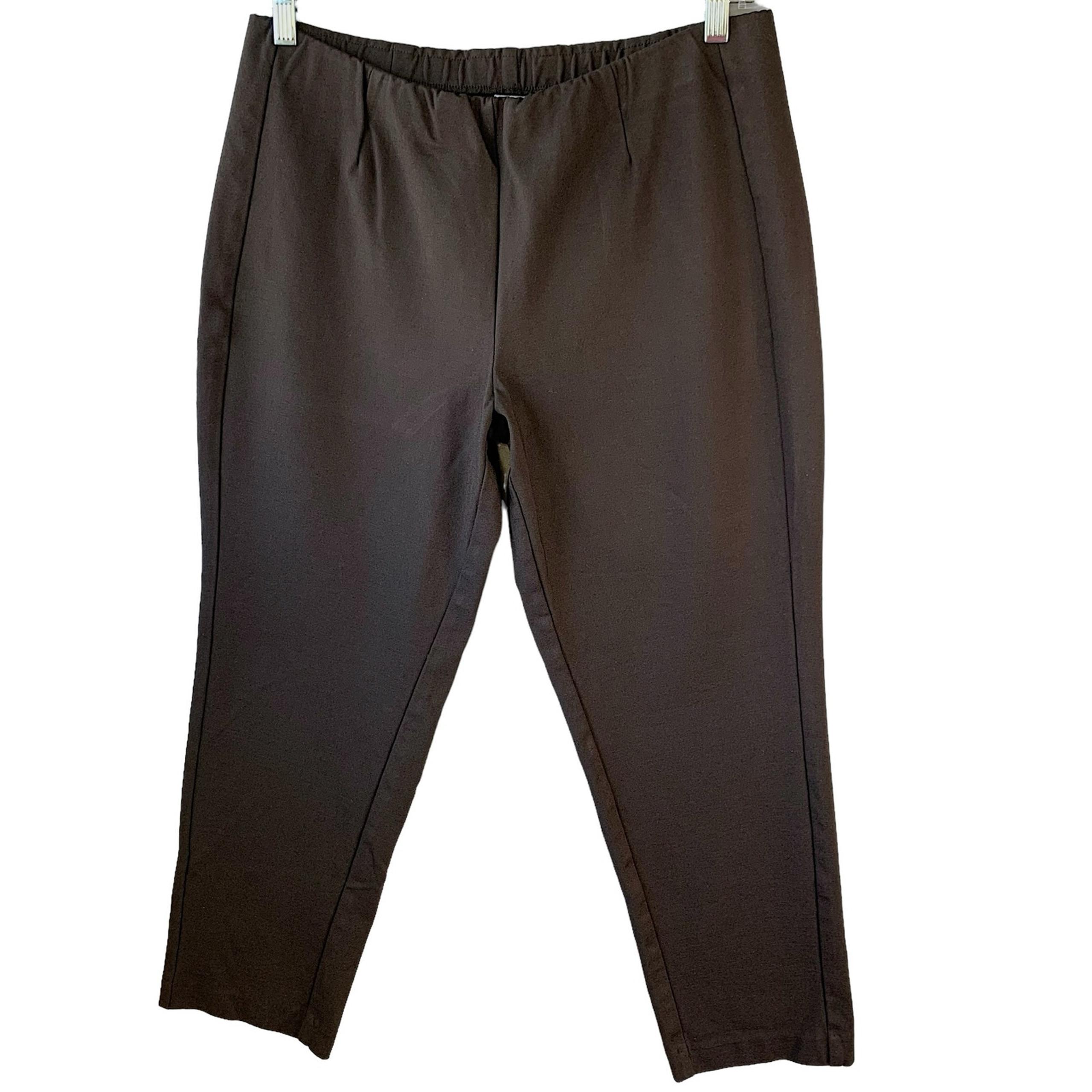 J. Jill Crop Ankle Slim Leg Ponte Knit Leggings Pants Pull On Size L Dark Brown