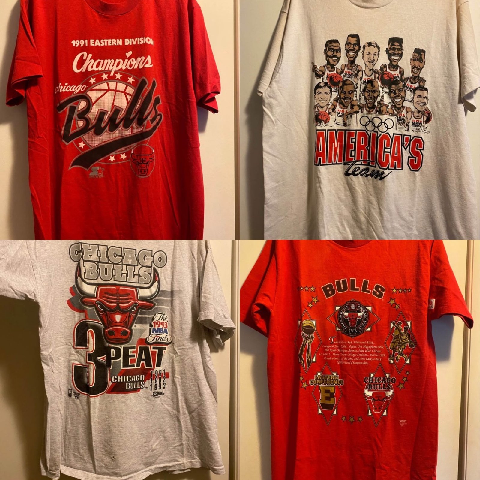 Set of 4 Michael Jordan Chicago bulls xl and large Olympics vintage shirts men
