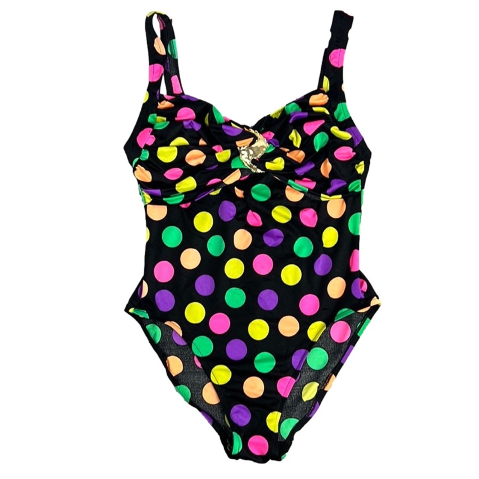 Vintage 80’s Oscar de la Renta One Piece Swimsuit Polka Dot Size 14