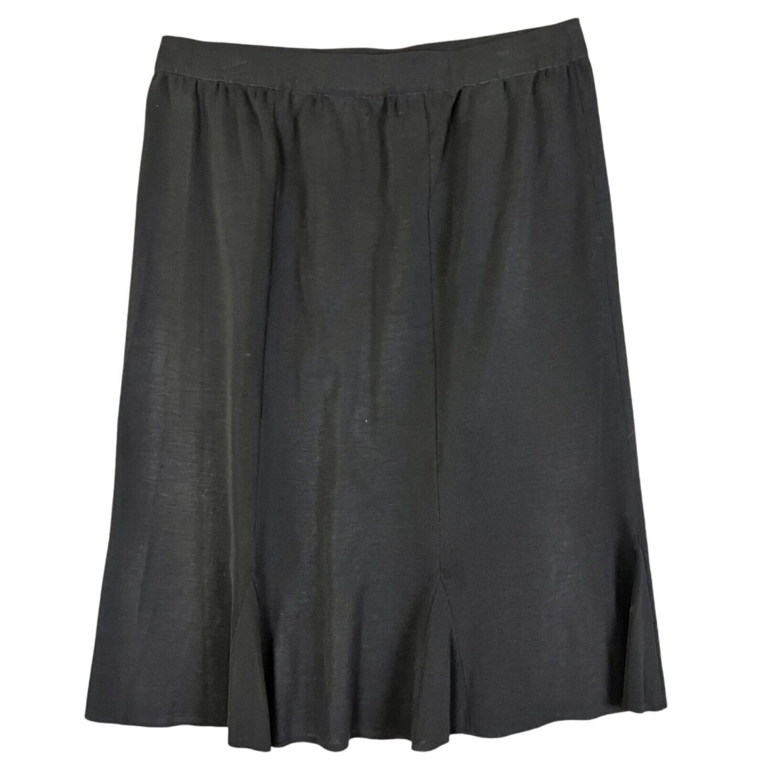 Misook Gored Hem A Line Midi Skirt Pull On Elastic Waist Acrylic Knit Black Sz L