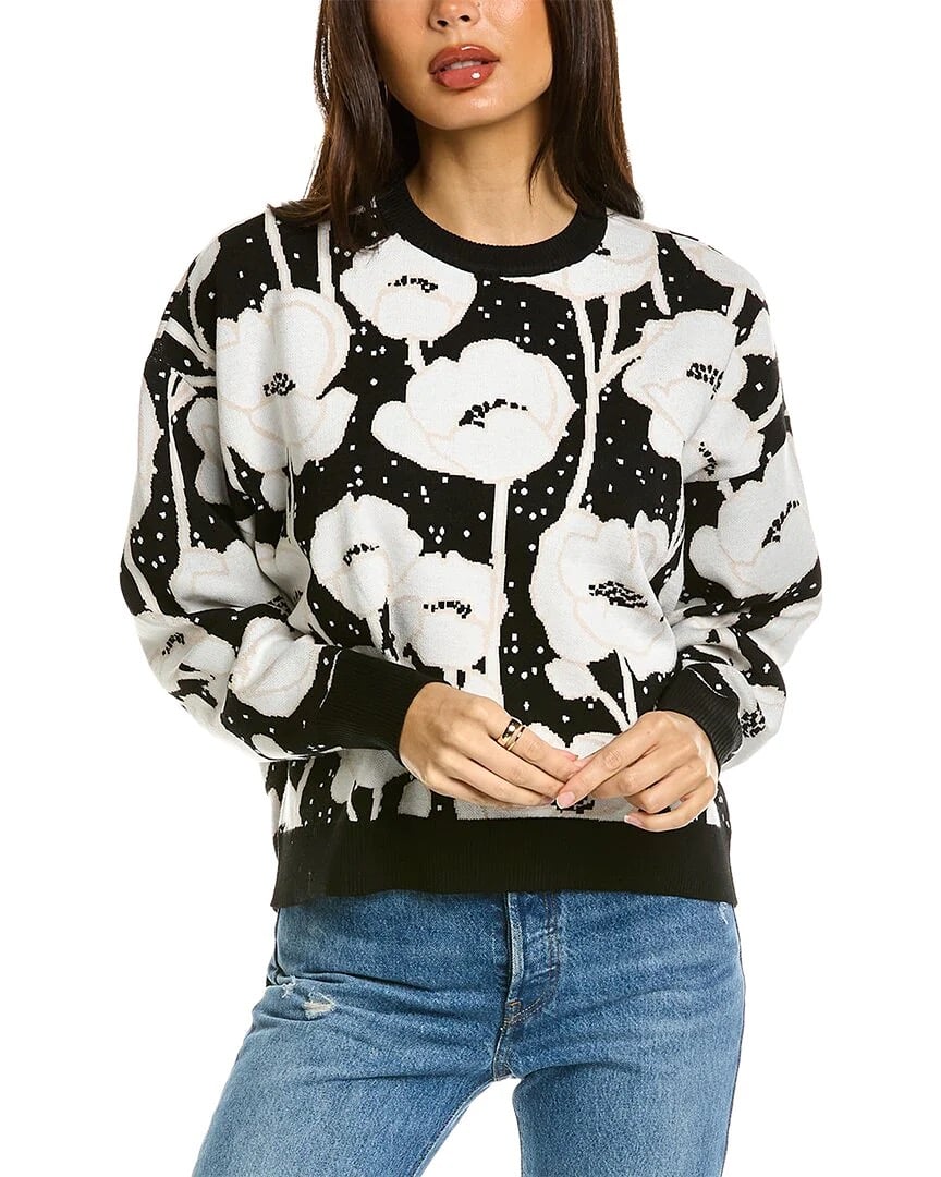 NEW, WITH TAGS, TED BAKER Pipha Poppy Jacquard Crewneck Sweater, SIZE:1