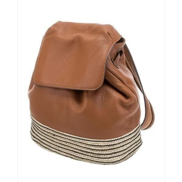 Rebecca Minkoff leather raffia trim backpack