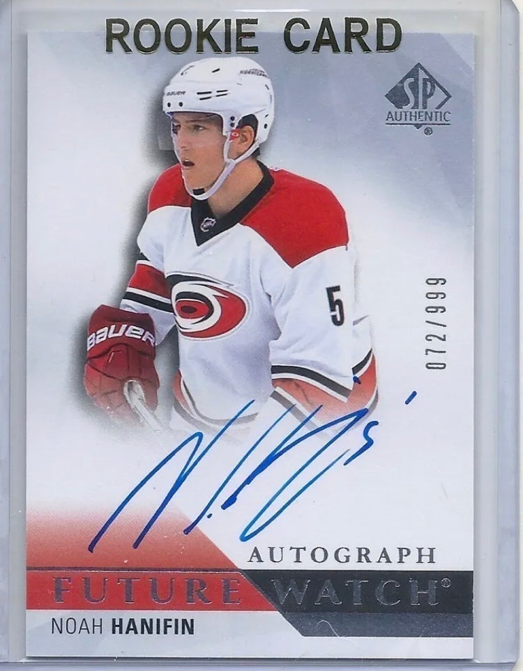 2015-16 UPPER DECK SP AUTHENTIC NOAH HANIFIN FUTURE WATCH AUTO RC SP /999!