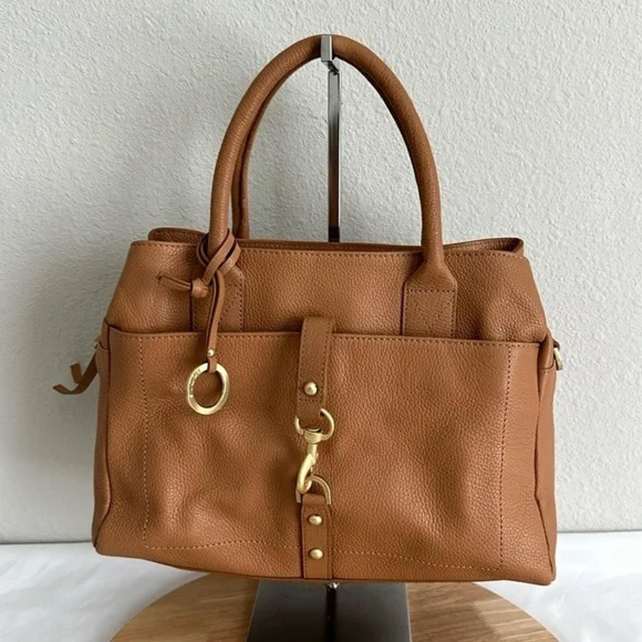 LODIS Texas Leather Morgan Satchel with Crossbody Strap - Camel a612001