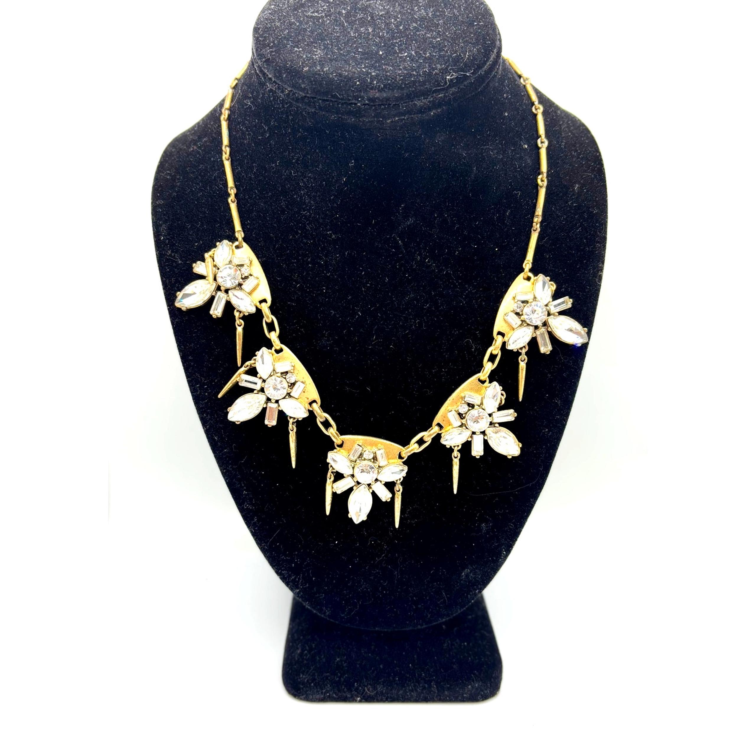 J. CREW Women's Goldtone Clear Crystal Floral Statement Necklace