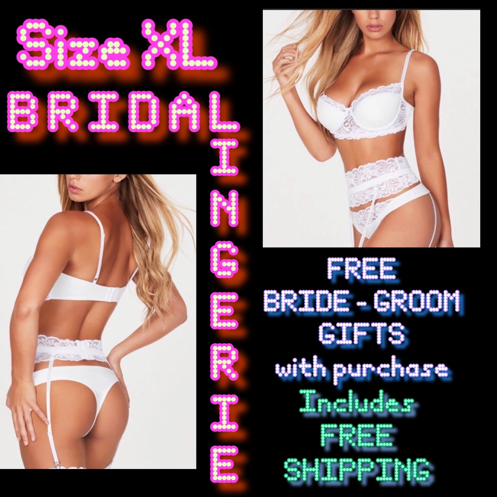 Faux leather Bridal White Lingerie size XL NWT Frederick's of Hollywood
