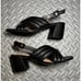 Linea Paolo Women's Isabel Strappy Crossover Faux Leather block Heel Sandal 8.5