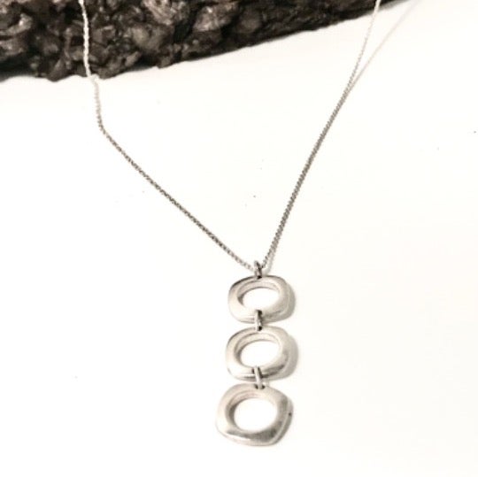 Tiffany & Co. Three Cushion Sterling Silver Pendant Necklace