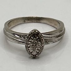 Sterling silver, diamond ring, size 8 1/2