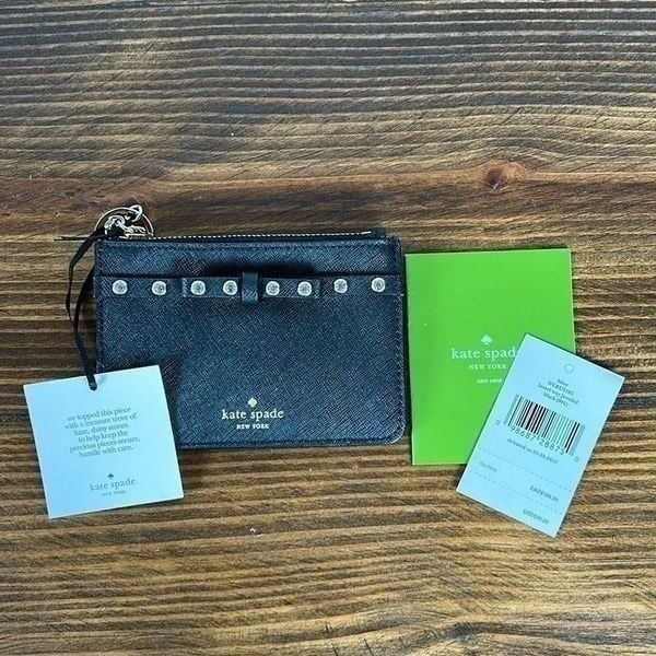 NWT kate spade Bitsy Laurel Way Jeweled Black Wallet Card Holder