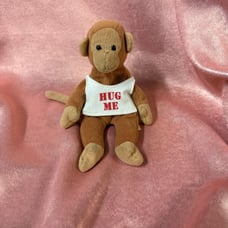TY Beanie Babies Bongo Monkey Plush 'Hug Me' Tank Top Stuffed Animal Collectible
