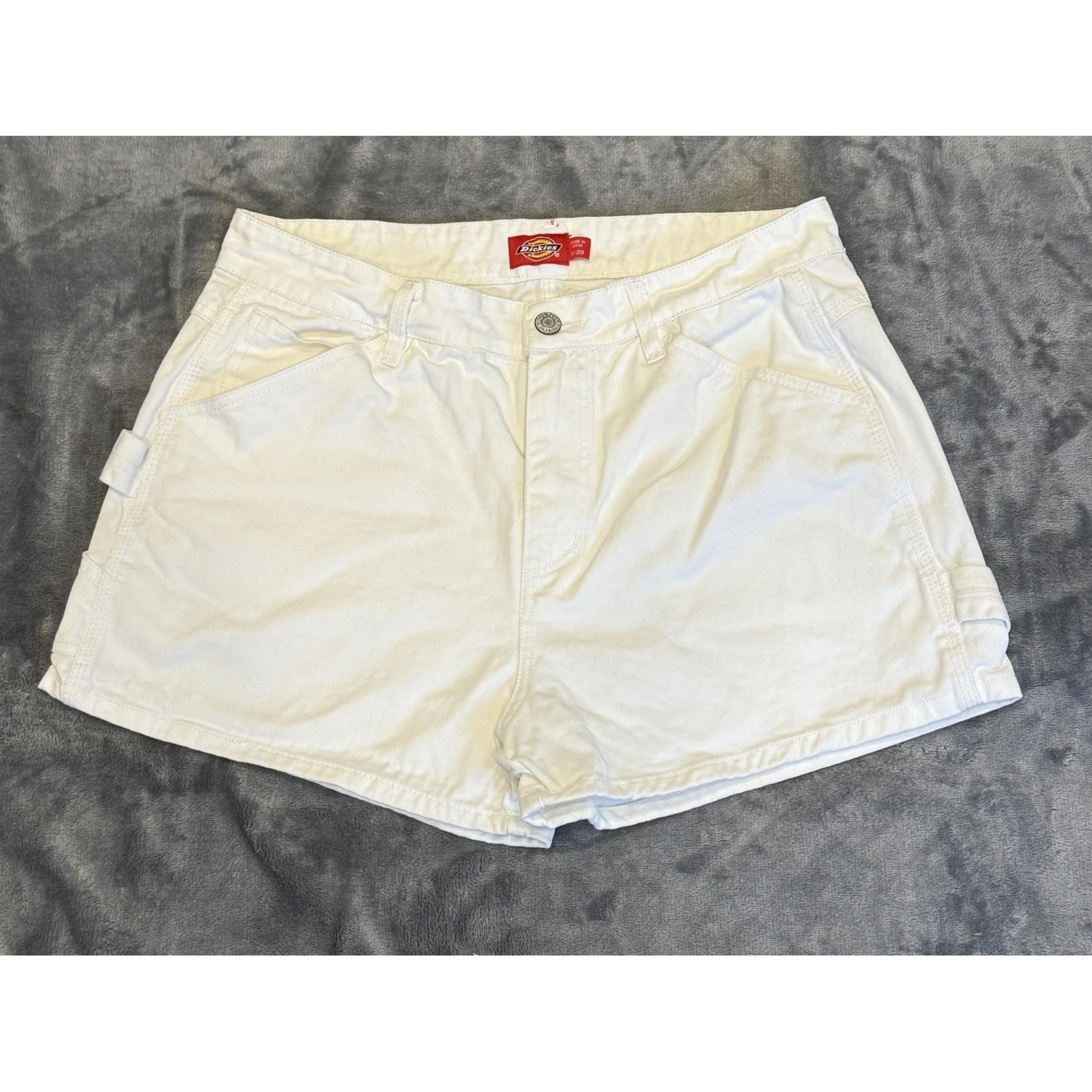 Dickies Girl Shorts Womens 9 White Carpenter High Rise Utility Workwear Cotton