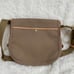 DOONEY & BOURKE KHAKI NYLON & LIGHT TAN LEATHER TRIM CROSSBODY BAG. like new