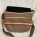 DOONEY & BOURKE KHAKI NYLON & LIGHT TAN LEATHER TRIM CROSSBODY BAG. like new