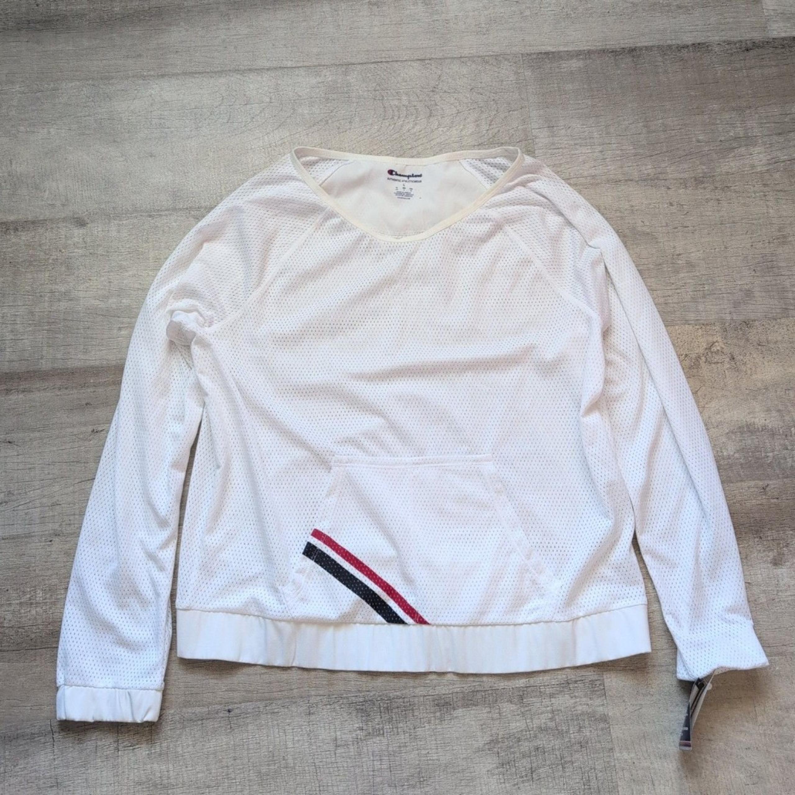 New Champion Women's Exercise Mesh Crew Shirt White Size Large L Athletic