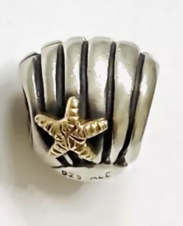 Pandora Retired Seashell Charm Two Tone Silver & 14K Starfish Retired
