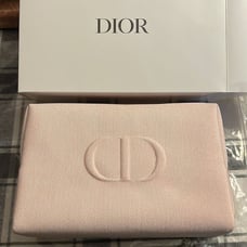 Christian Dior Cloth Canvas cosmetic beauty clutch Pouch Logo Silver Zipper