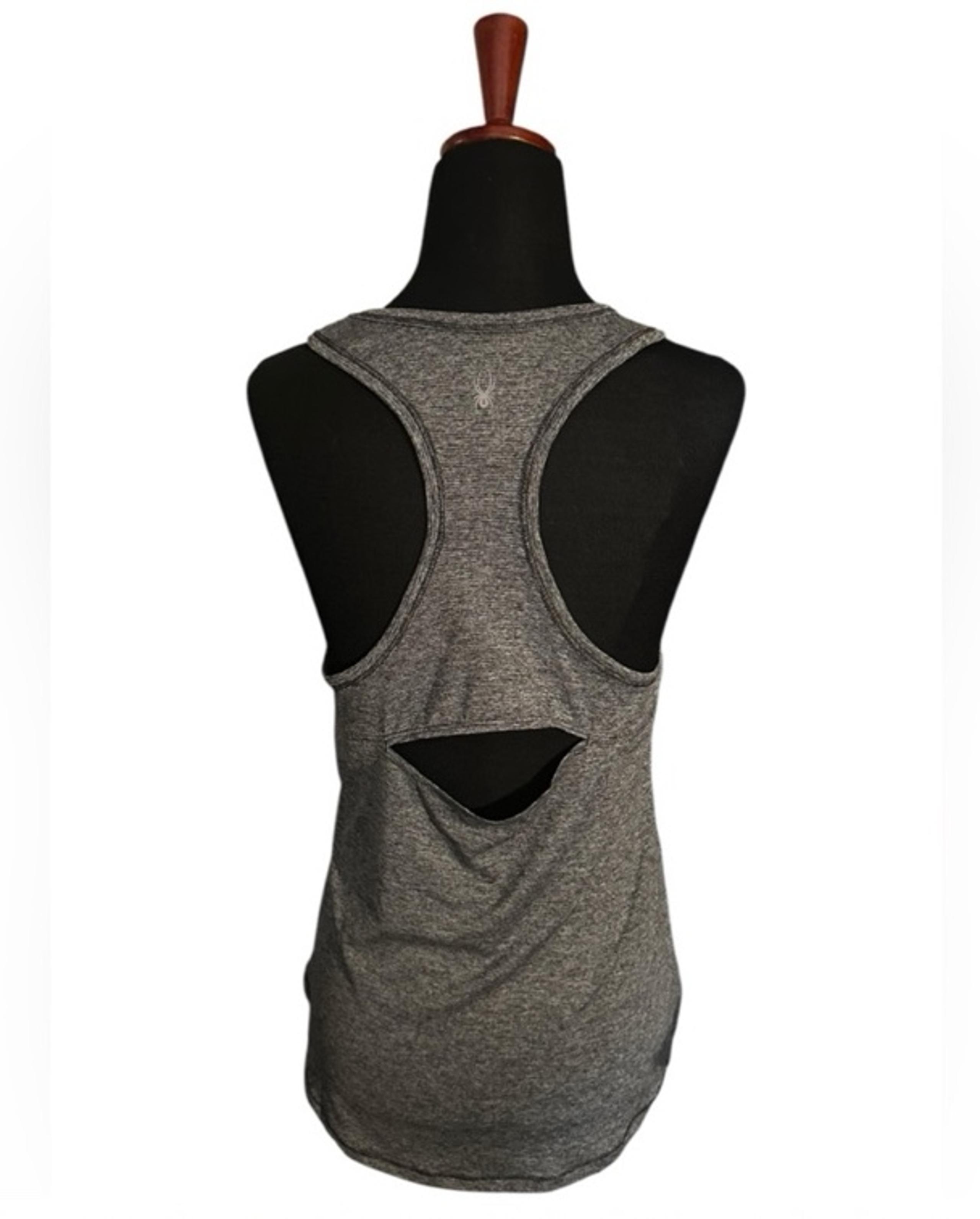 (M) Spyder Active | Gray Sleeveless Women's Athletic Tank Top w/ Cut Out Back