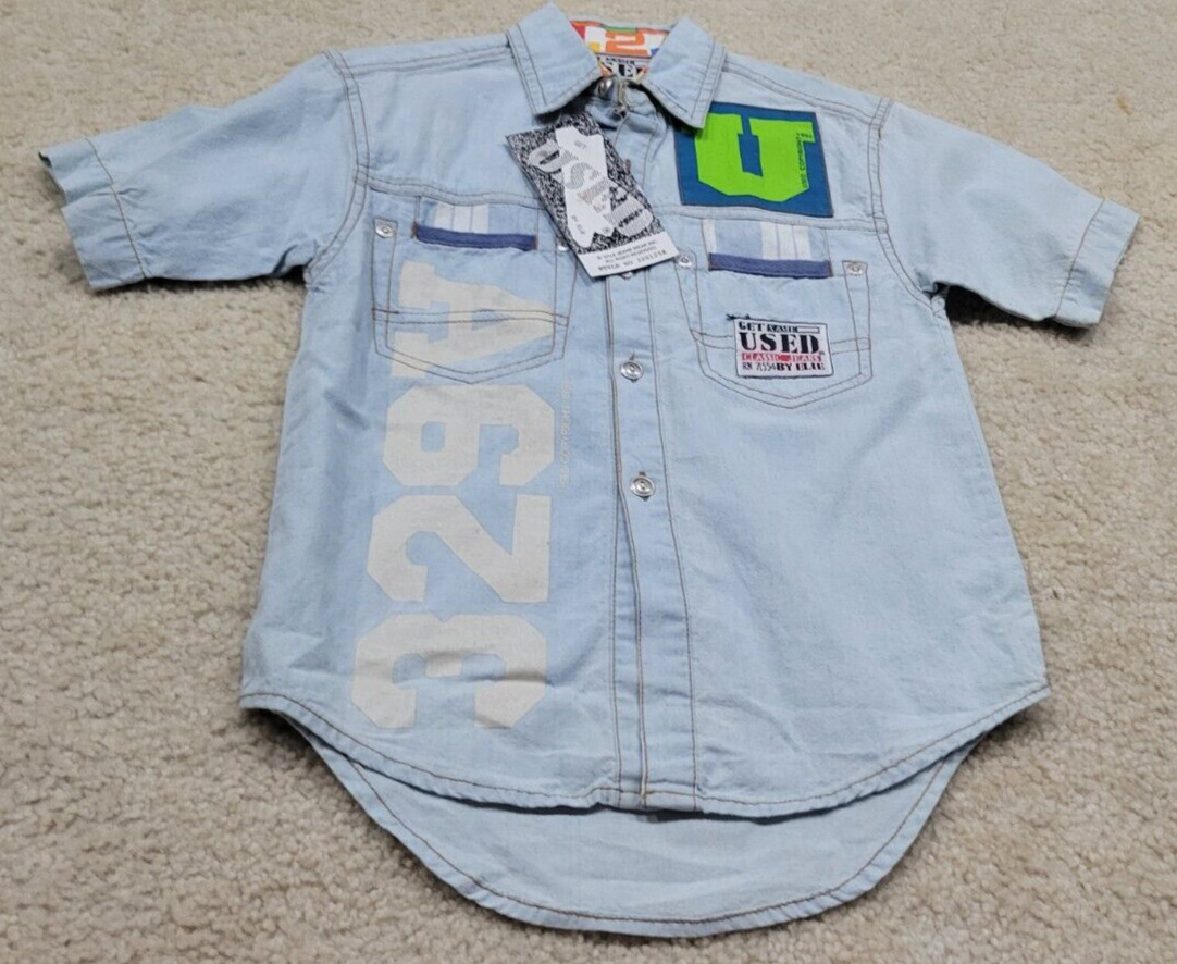 Vintage 90's Get Used by Elie Denim Jean Jacket Kid Size M, Made in Hong Kong