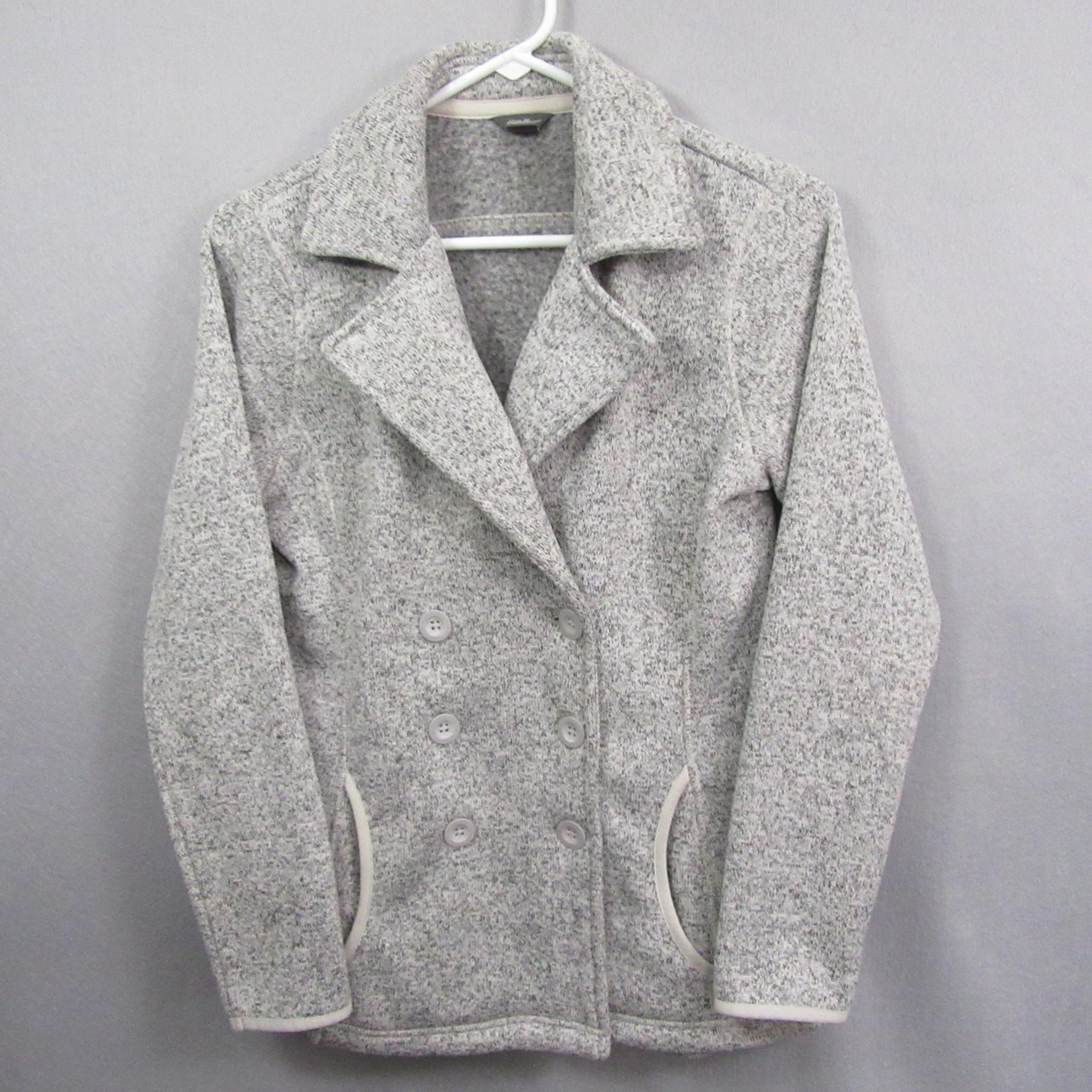 Eddie Bauer Womens Stretch Peacoat Jacket S Gray Double Breasted Coat