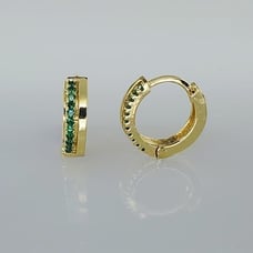 Mens 14K Gold Small 2ct Green Emerald Round Earrings Guys 2 ct 14 Karat Jewelry