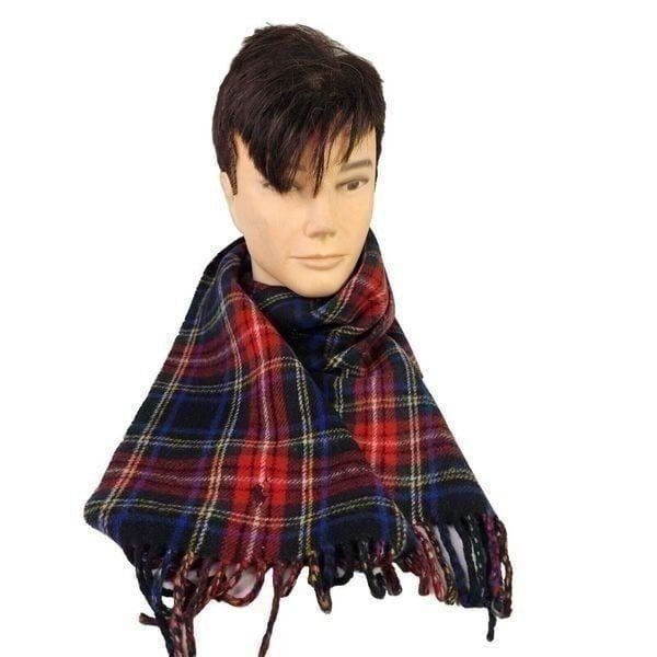 Polo Ralph Lauren Lambs Wool Blend Scarf Plaid Shawl Red Blue Green Scotland