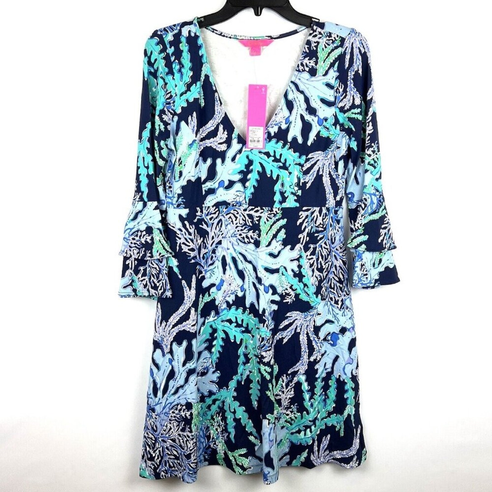 Lilly Pulitzer Women’s Sailynn Blue Long Sleeve Knee Length Dress Size M