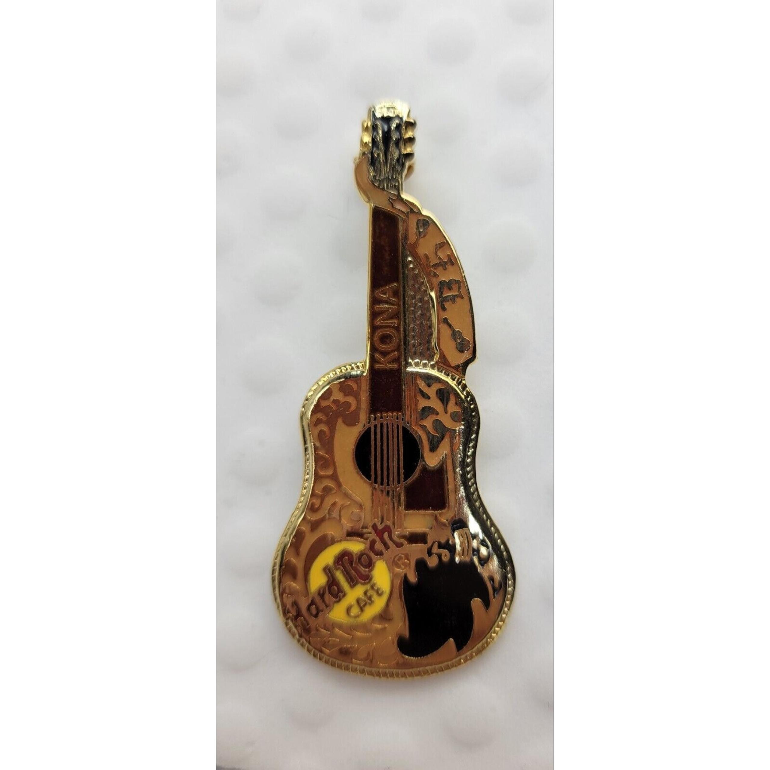Kona Hawaii Brown Guitar Enamel Hard Rock Cafe Pin