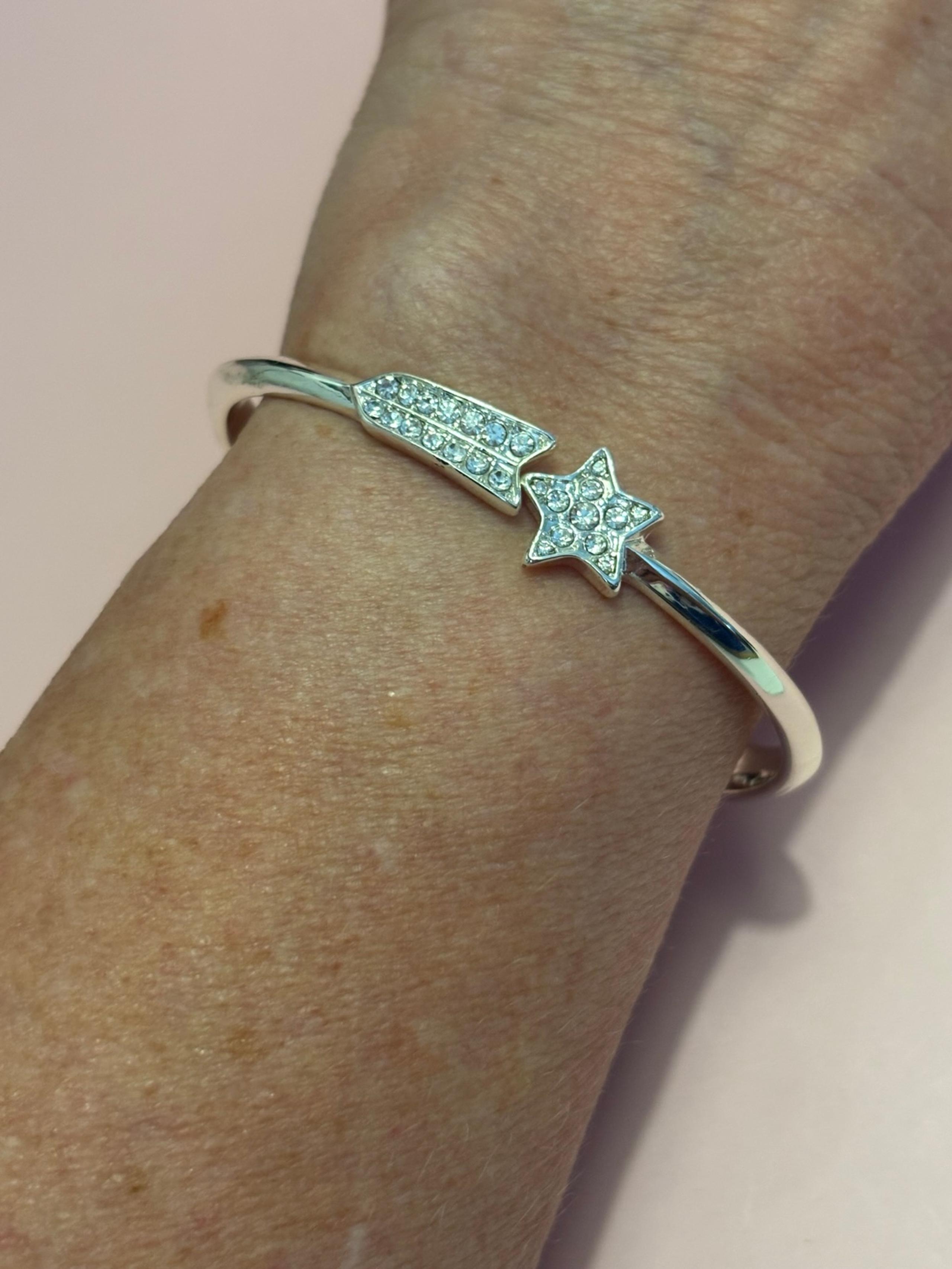 Nine West Silver Tone Crystal Shooting Star Bracelet
