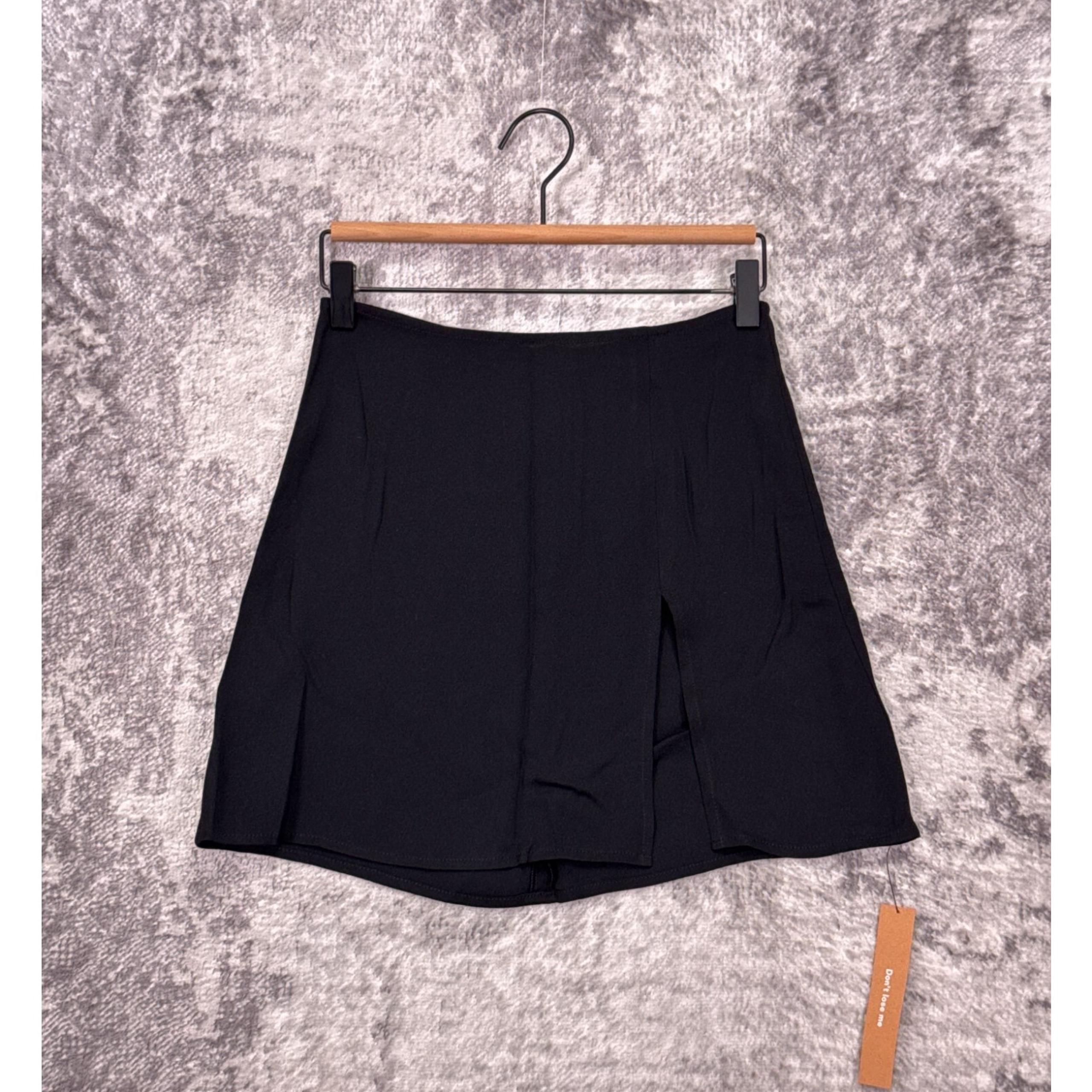New Reformation Margot Skirt 4 Womens Black Crepe Side Slit Mini