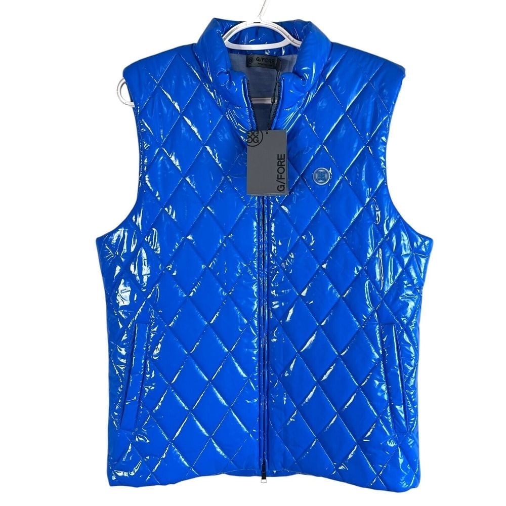 NEW G/FORE Mens Quilted Polished Slim Fit Puffer Vest Large Racer Blue 475