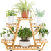 Bamboo Rolling 6 Tier Plant Stand Rack Multiple Flower Pot Holder Shelf