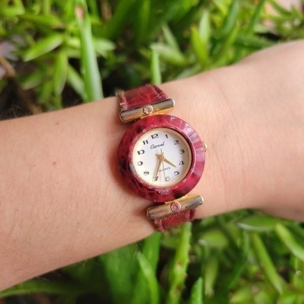 Vintage Carvel Red Quartz Watch