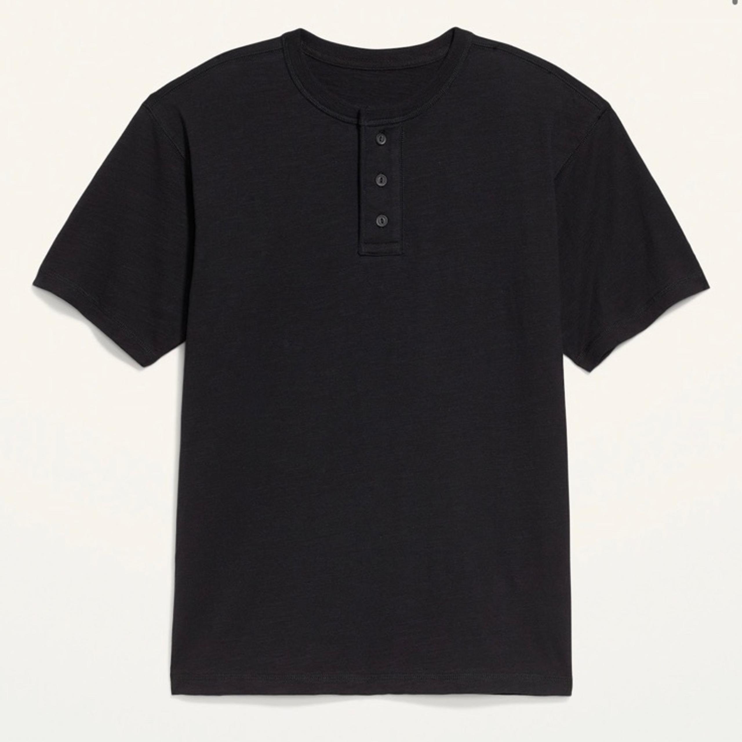 NWT OLD NAVY Slub-Knit Workwear Henley T-Shirt Color: Black Jack SIZE LARGE Rib-