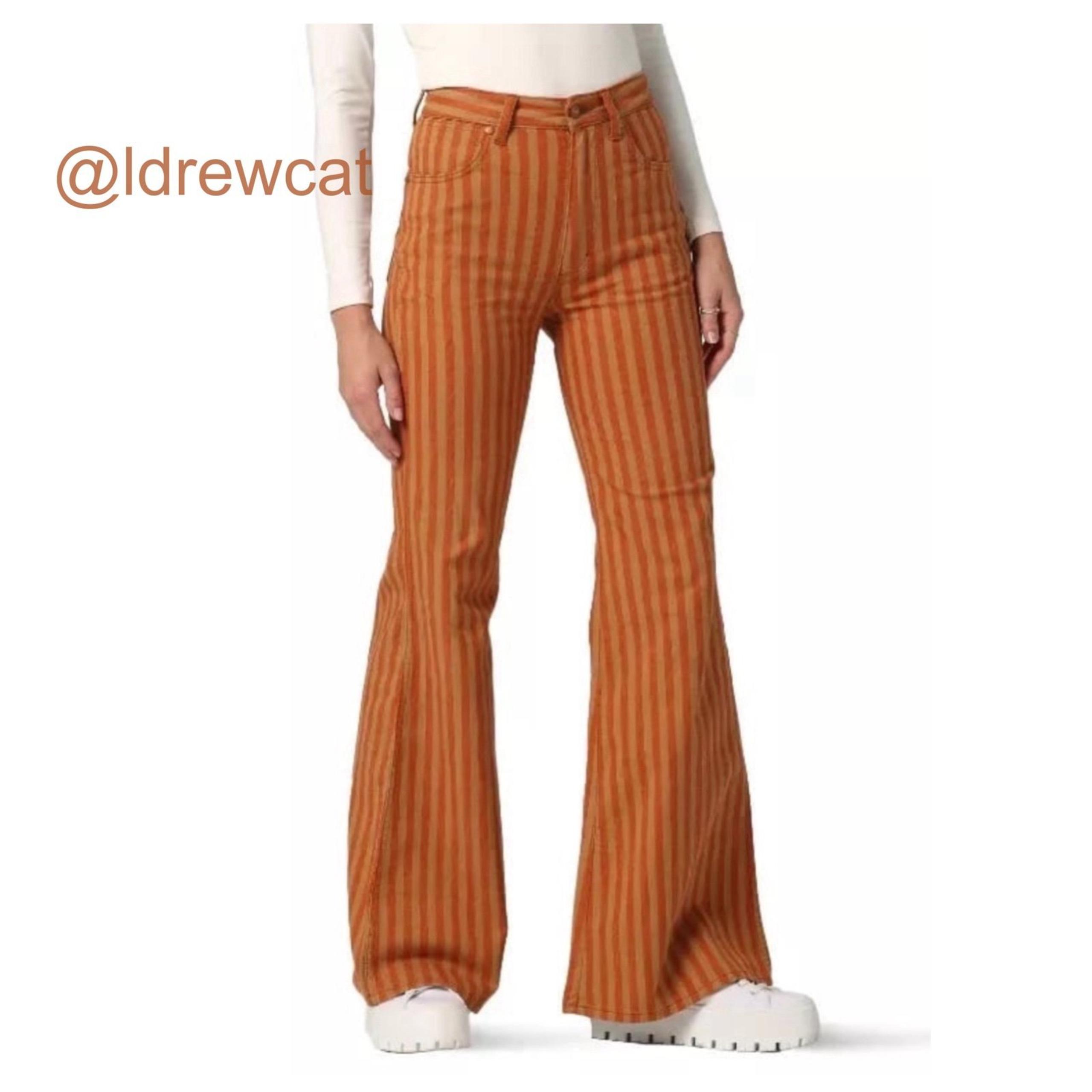 Wrangler Orange Tan Stripe Wanderer 622 High Rise Flare Jeans waist 25/32 length