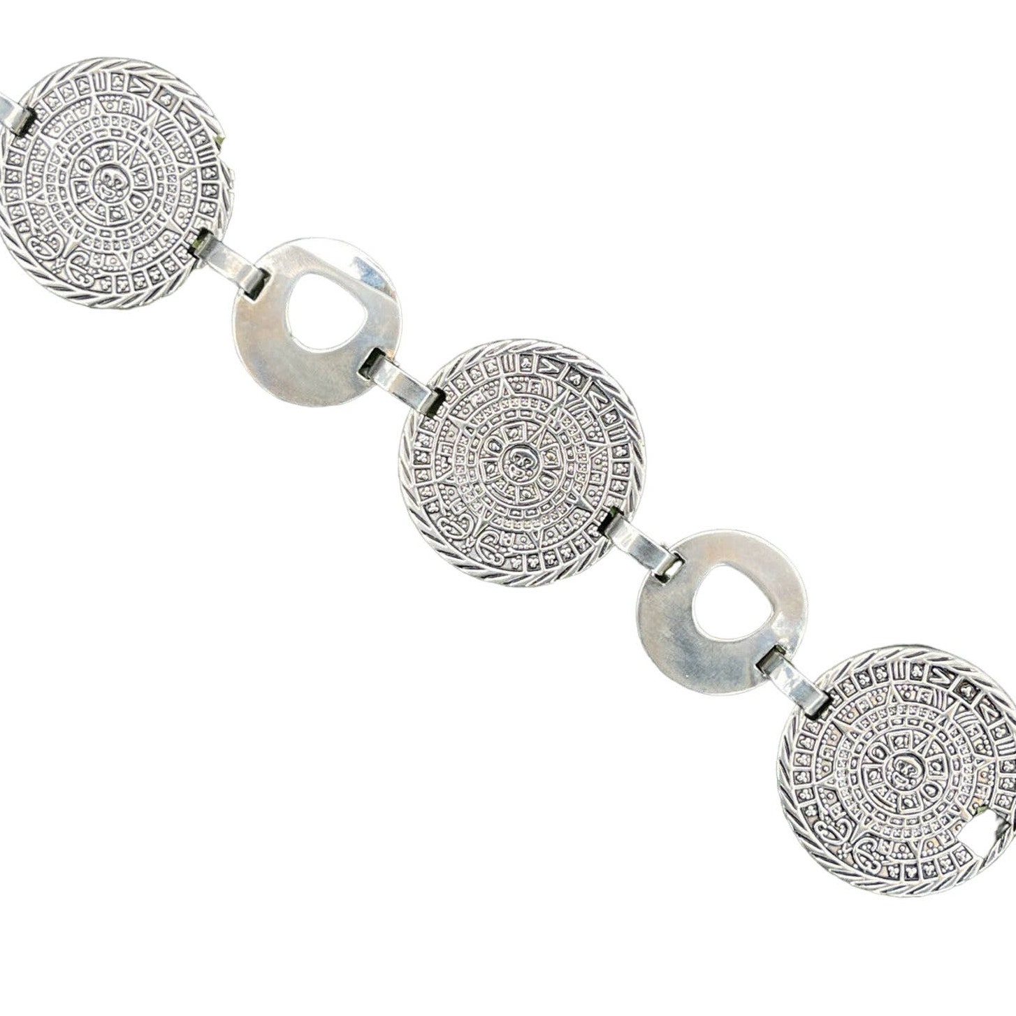 Vintage Sterling Silver Bracelet 925 Mexico Heavy Mayan Calendar 8” (45 Grams)