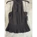 INC International Concepts Women's Deep Black Smocked Cotton Halter Top SZ M