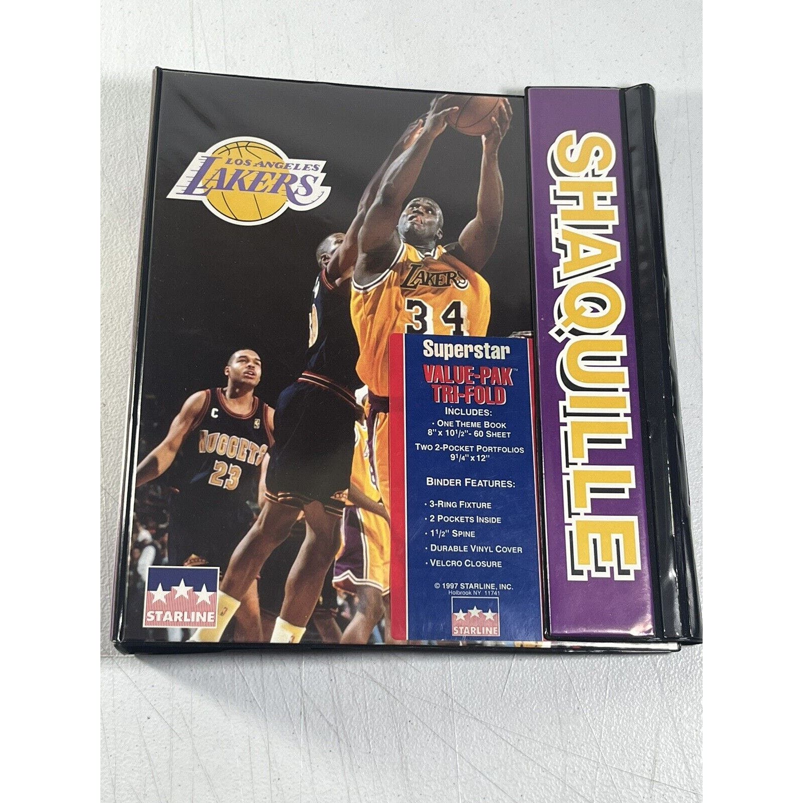 SHAQUILLE O'NEAL SHAQ LOS ANGELES LAKERS STARLINE 3 RING BINDER w/NTBOOK & FOLDR
