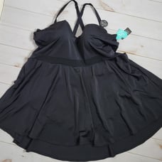 Torrid Mesh Inset Skater One-Piece Black Swimsuit, size 6